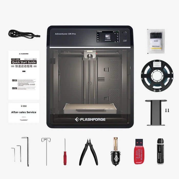 Flashforge Adventurer 5M Pro 3D Printer, 600mm/s High Speed Printing, Auto Leveling, Direct Drive Extruder, 220x220x220mm Build Volume