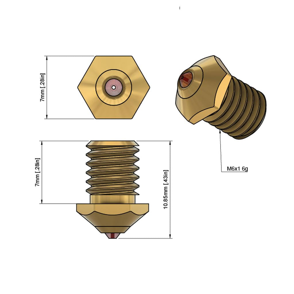 Ruby Nozzle 0.4Mm for Bambu Lab P1P / P1S / X1 / X1C 3D Printer Upgrade TZ2.0 Hotend, Hardened & Abrasion Resistant