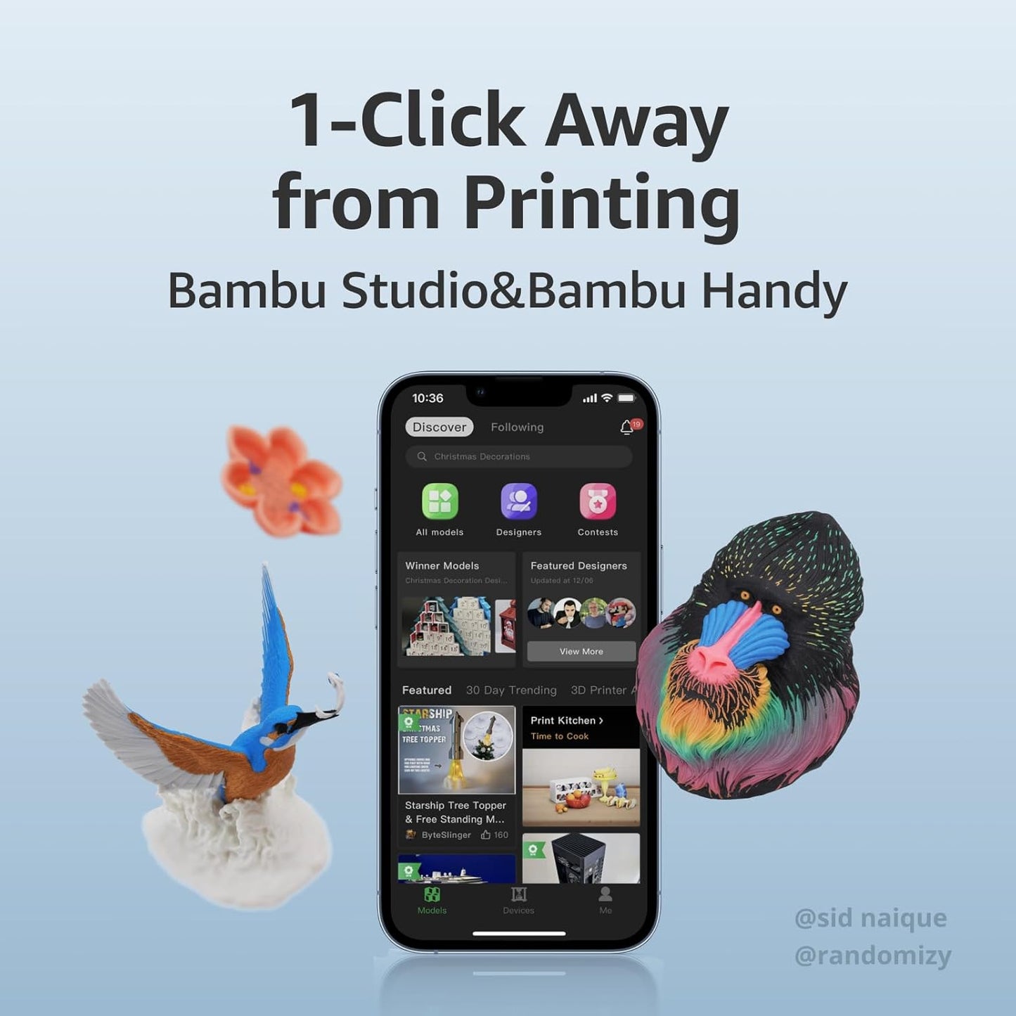 Bambu Lab A1 Mini Combo, A1 Mini 3D Printer and AMS Lite, Support Multi-Color 3D Printing, High Speed & Precision, Full-Auto Calibration & Active Flow Rate Compensation, ≤48 Db Quiet FDM 3D Printers