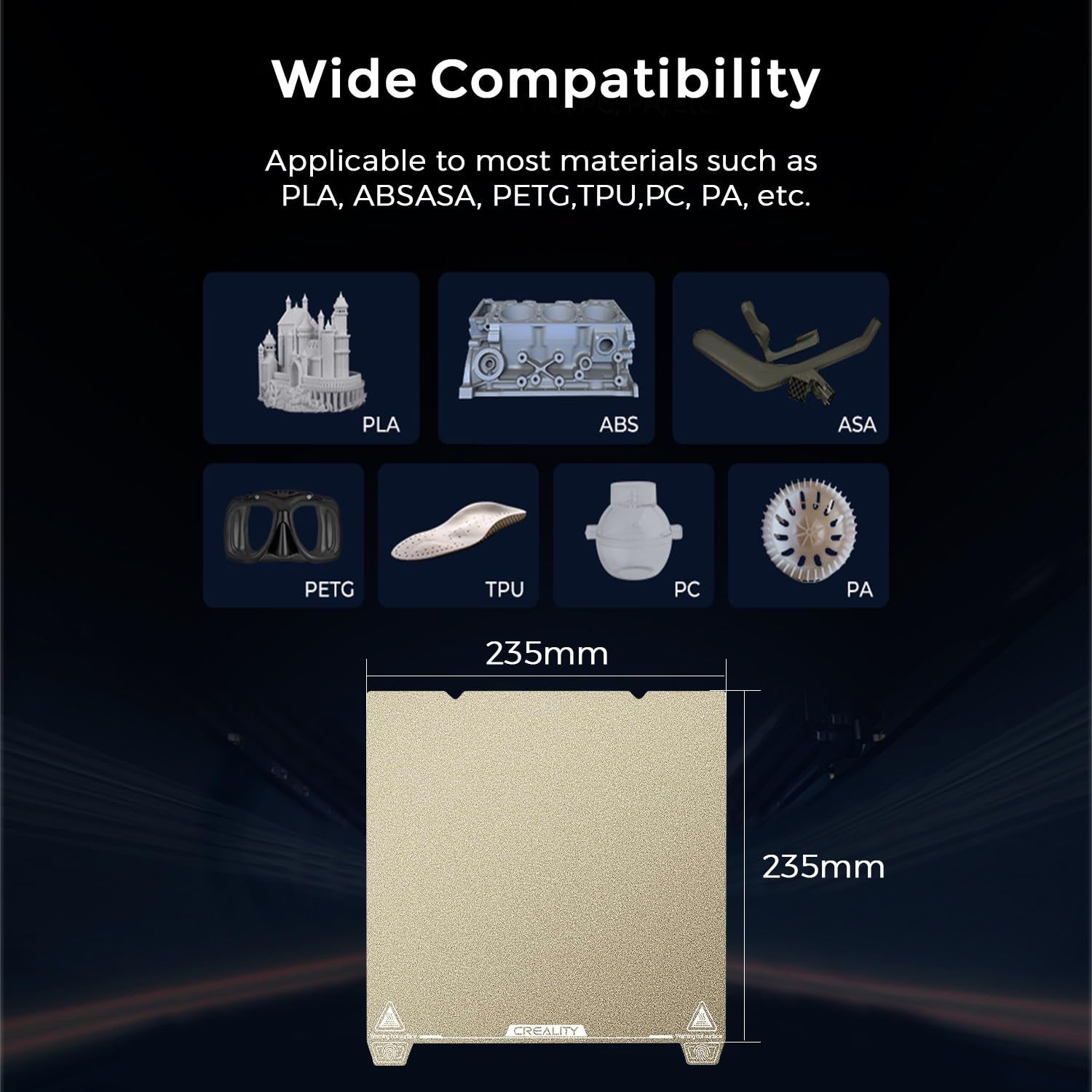 Official Ender 3 S1 Pro Original Build Plate, 235X235Mm Texture Surface PEI Sheet Magnetic Removable Flexible Spring Heat Resistance Bed Plate for Ender 3 V3 SE/KE, K1, Ender 3 S1, CR-10 SE