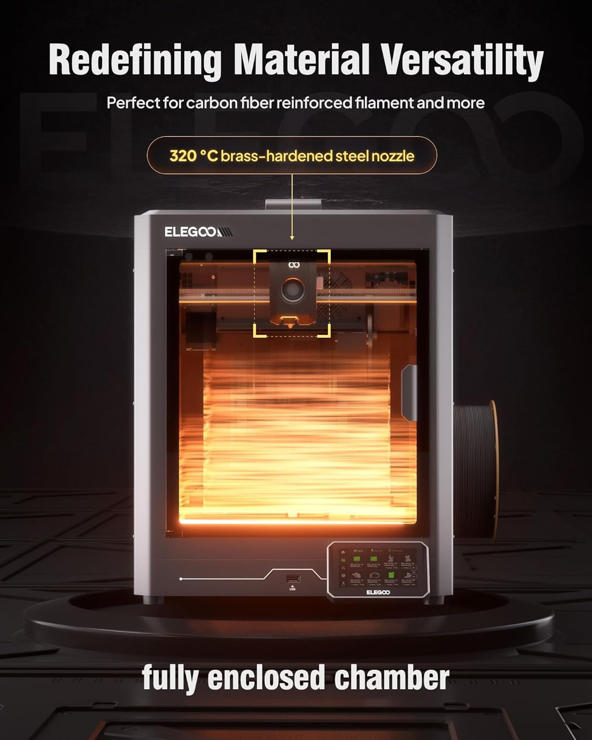 Centauri Carbon 3D Printer, Corexy 500Mm/S High Speed Printing with Auto Calibration, 320°C Nozzle and Built-In Camera, Ready to Print Out of the Box, 256X256X256Mm Printing Size