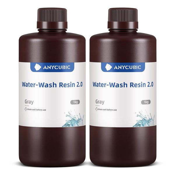 Water Washable 3D Printer Resin 2.0, 405Nm High Precision 3D Resin, Low Shrinkage Photopolymer Resin for 4K/8K/12K Capable LCD DLP Resin 3D Printer (Grey + Grey, 2000G)