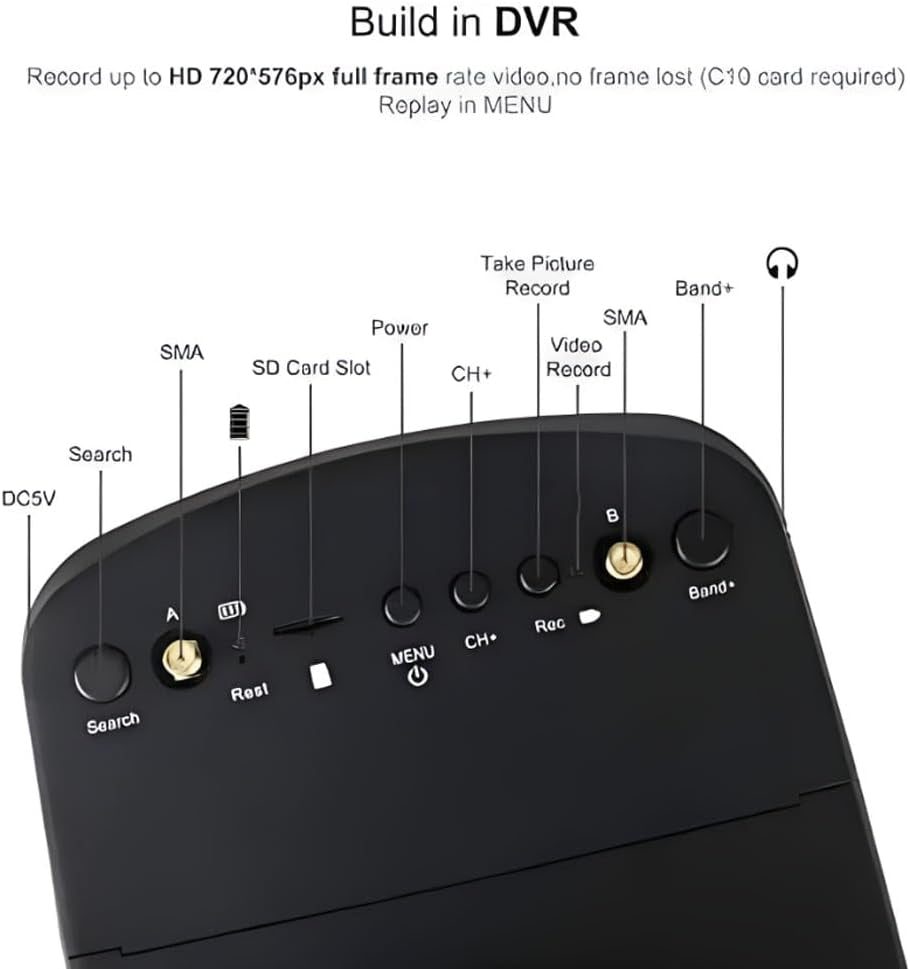 EV800D FPV Goggles with DVR 5.8G 40CH 5 Inch 800X480 Build in Antenna Battery for Analog FPV Camera and Transmitter FPV Drone RC Car