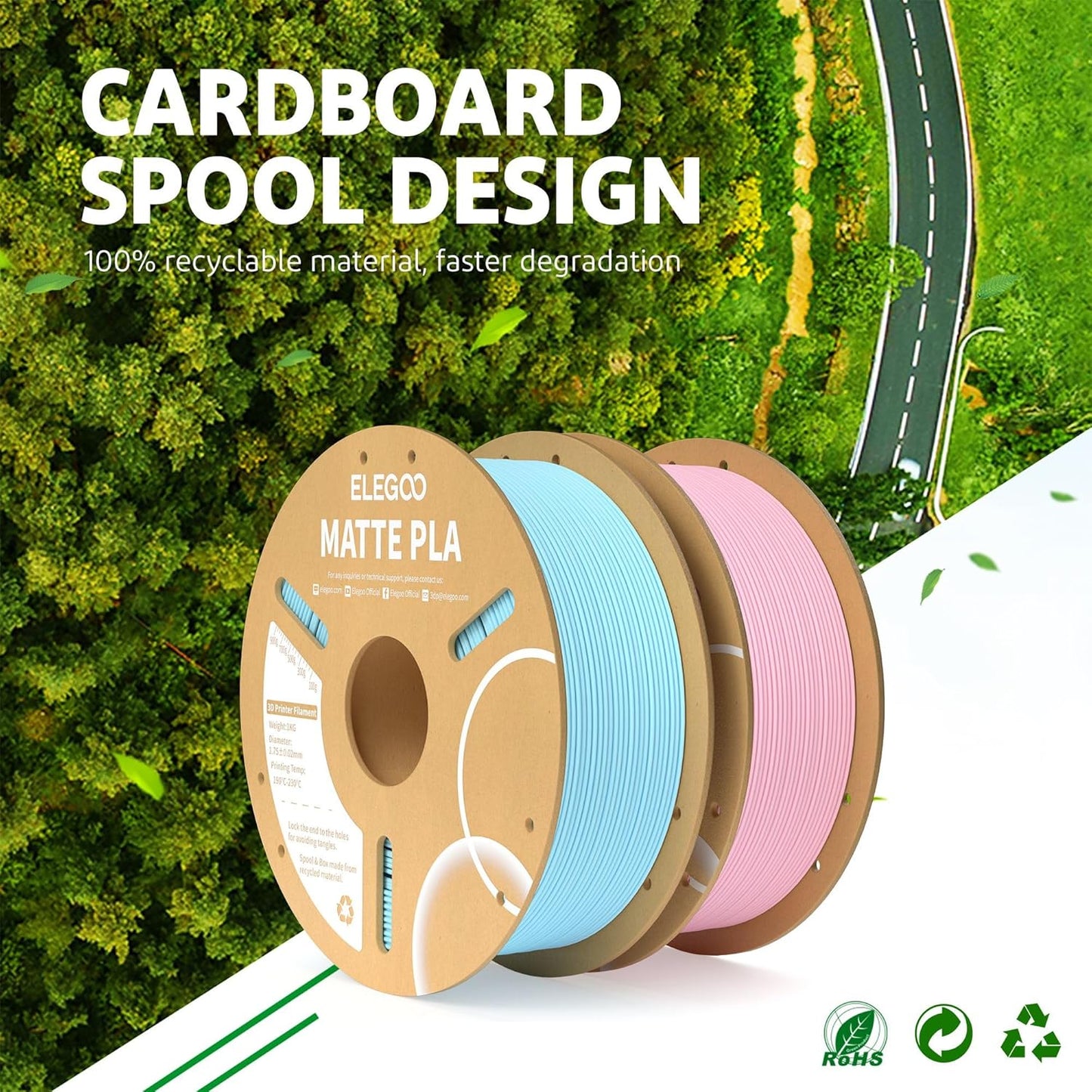 Matte PLA Filament Bundle 4KG, 1.75Mm 3D Printer Filament Dimensional Accuracy +/- 0.02Mm, 1Kg Carboard Spool (2.2Lbs) Fits for Most FDM 3D Printers(Black, White, Navy Blue, Ruby Red)