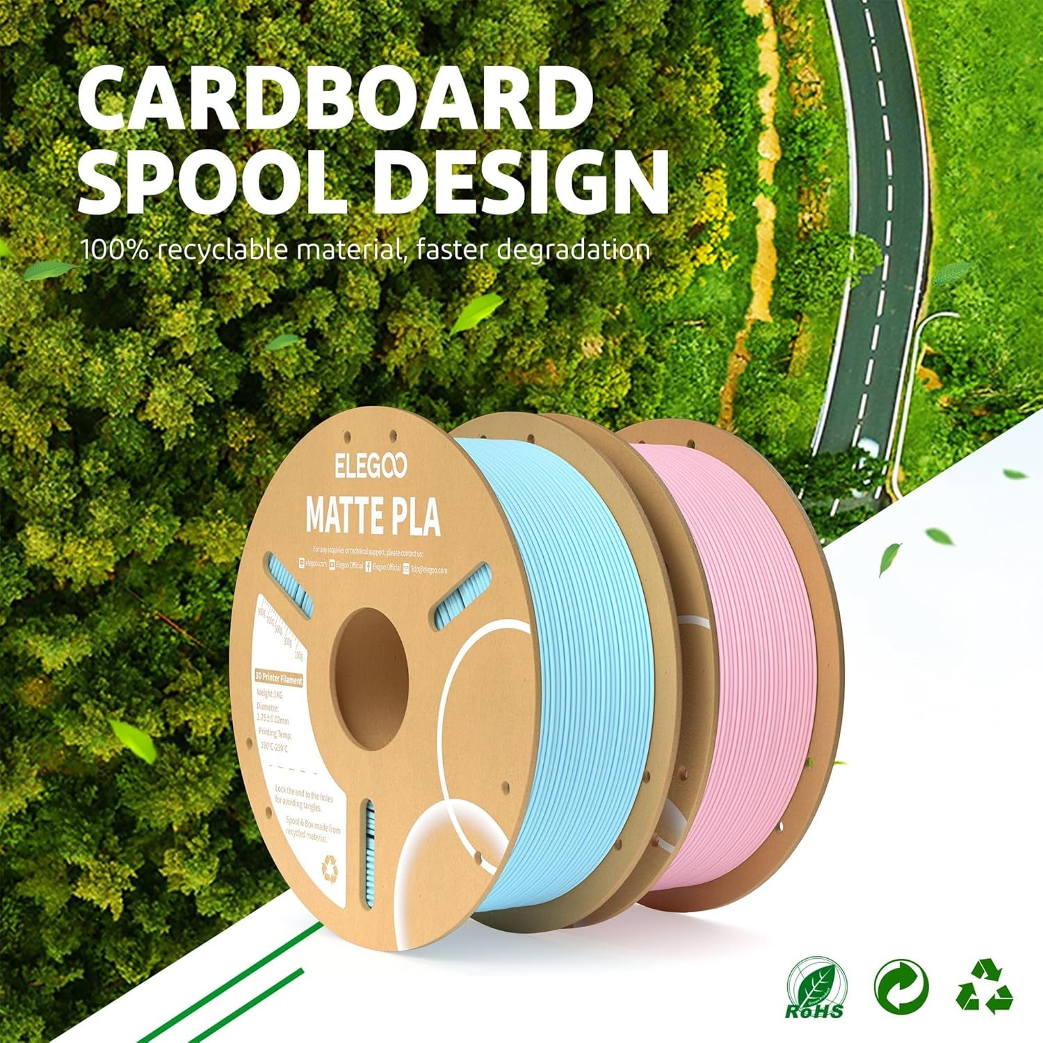 Matte PLA Filament Bundle 4KG, 1.75Mm 3D Printer Filament Dimensional Accuracy +/- 0.02Mm, 1Kg Carboard Spool (2.2Lbs) Fits for Most FDM 3D Printers(Black, White, Navy Blue, Ruby Red)