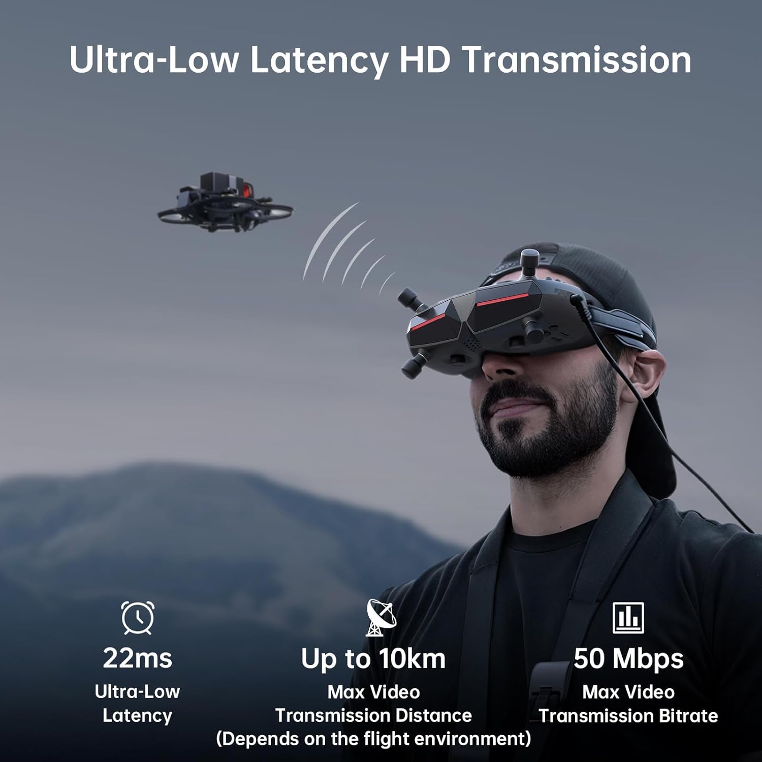 Walksnail Avatar HD FPV Goggles X – 1080P Ultra-Wide Screen, 50° FOV, Head Tracking, Immersive Flight Experience, HDMI/AV Input, Compatible FPV Drone Goggles for All Walksnail VTX Kits