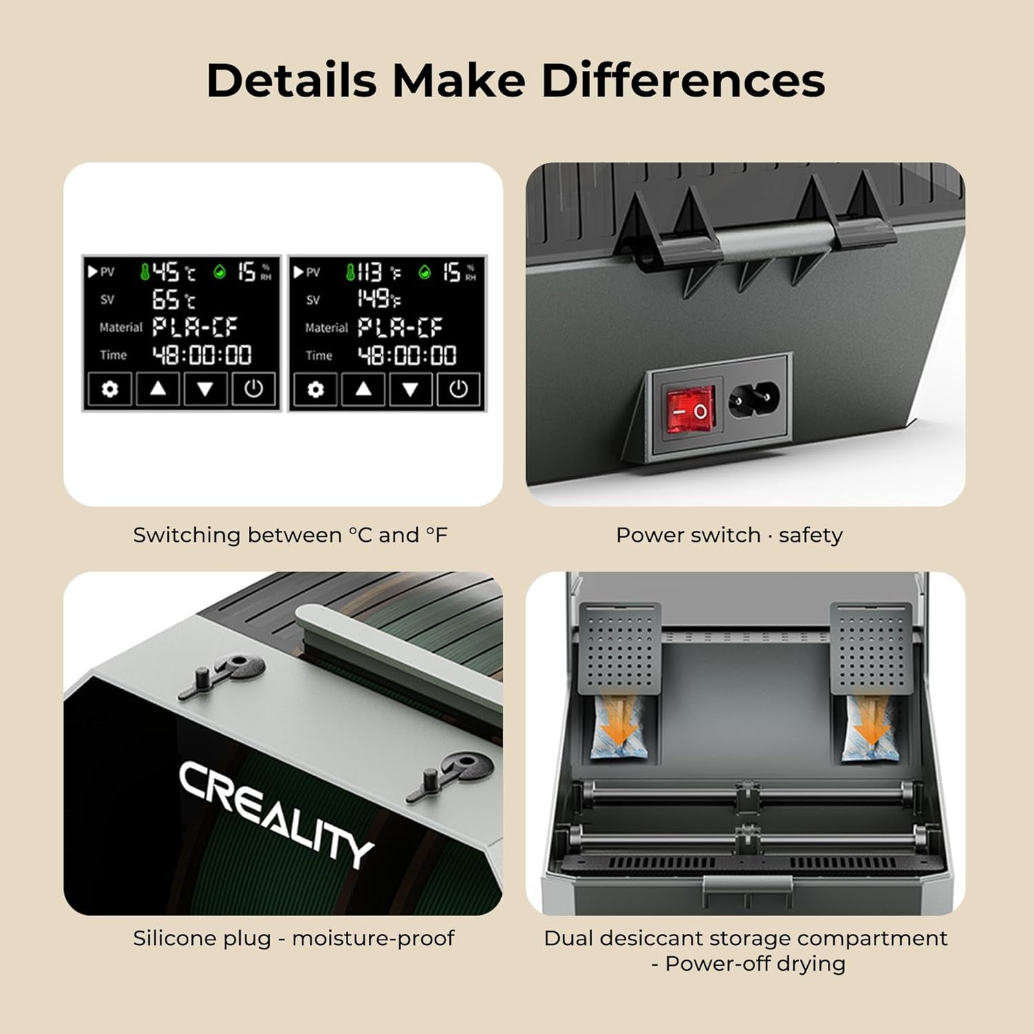 Filament Dryer Box,Dual-Spool  Space Pi Filament Dryer plus with 360° Fast Heating & PTC Heater,4" Touch Screen,Compatible Pla,Silk Pla,Abs,Petg,Tpu,Nylon,Asa,Pc,Pa & More