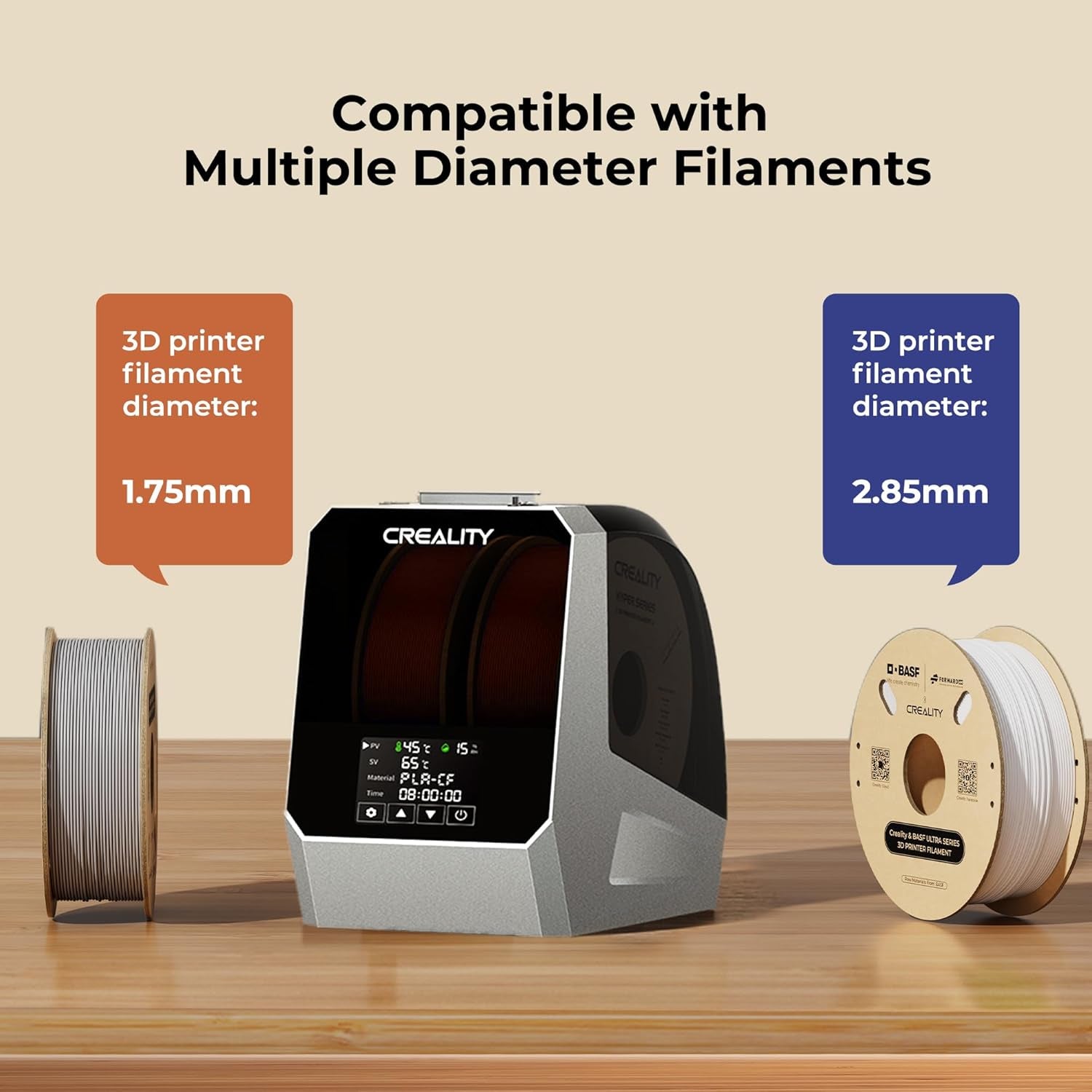 Filament Dryer Box,Dual-Spool  Space Pi Filament Dryer plus with 360° Fast Heating & PTC Heater,4" Touch Screen,Compatible Pla,Silk Pla,Abs,Petg,Tpu,Nylon,Asa,Pc,Pa & More