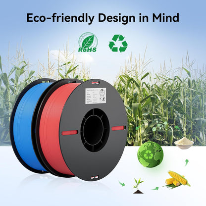 10 Pack PLA 1.75Mm Filament Bundle for 3D Printing with No-Tangling Strong Bonding and Overhang Performance, Accuracy +/- 0.02Mm (3Black,2White,2Grey,Blue,Red,Yellow)