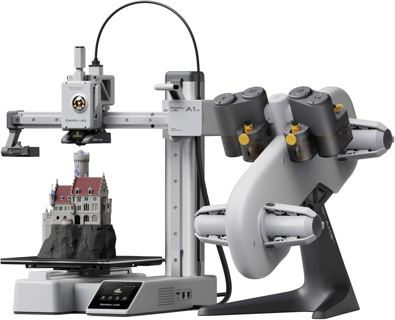 Bambu Lab A1 Mini Combo, A1 Mini 3D Printer and AMS Lite, Support Multi-Color 3D Printing, High Speed & Precision, Full-Auto Calibration & Active Flow Rate Compensation, ≤48 Db Quiet FDM 3D Printers