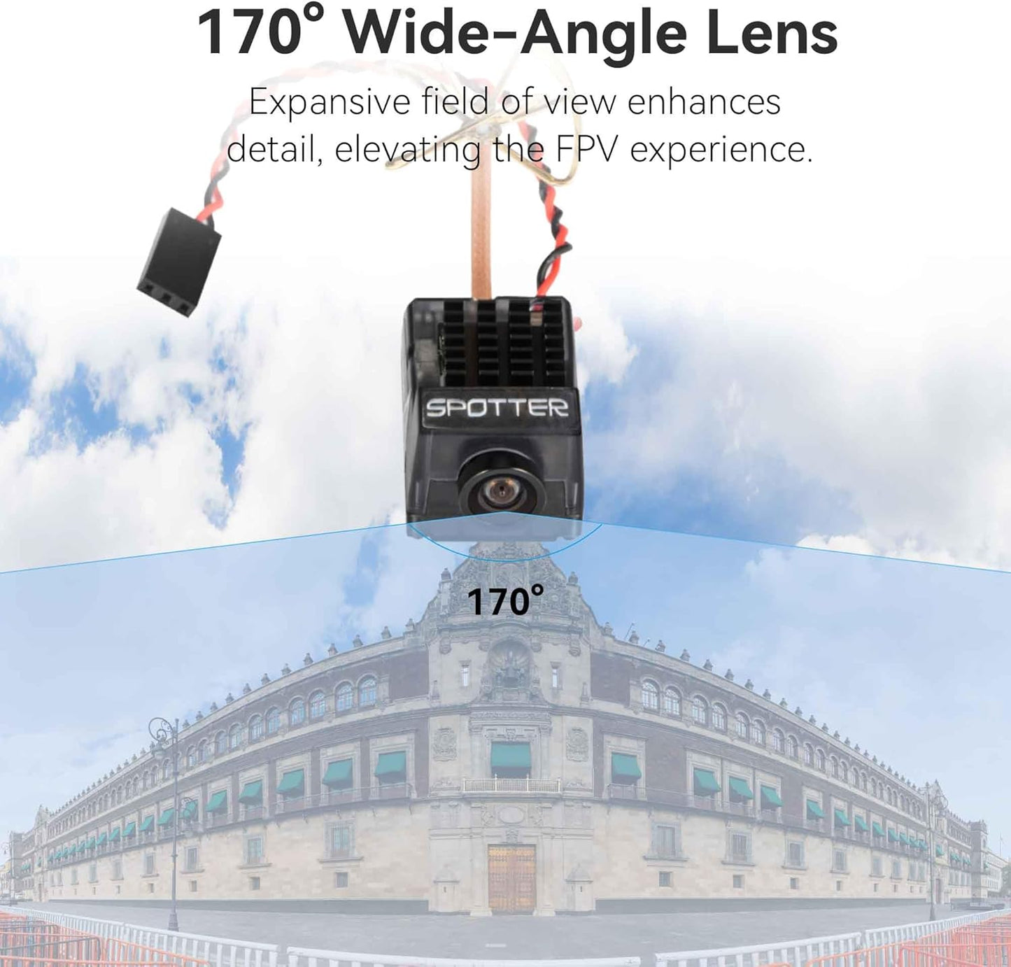 Spotter V2 FPV Camera and Transmitter Kit, 5.8G Micro AIO Cam, OSD, Integrated Mic, FOV170 Degree 700TVL, 40CH, 20MW-200MW Adjustable