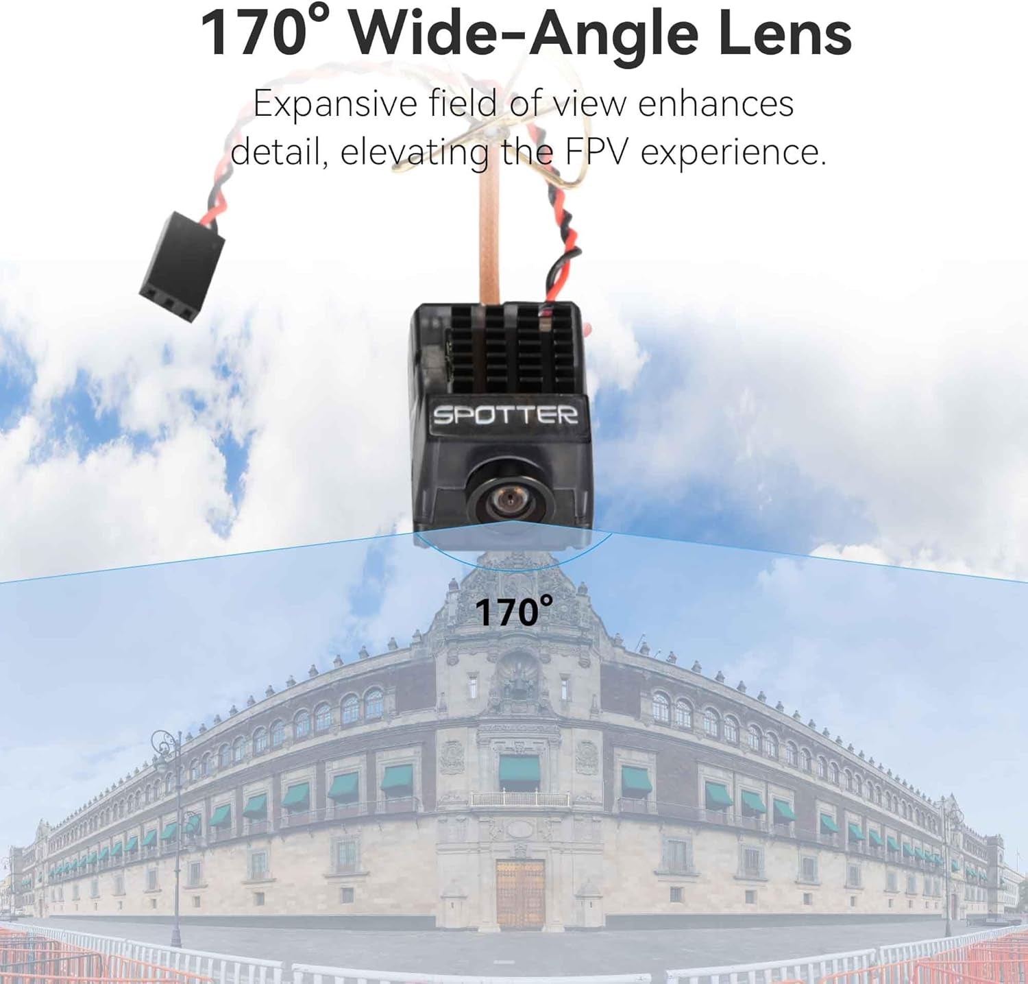 Spotter V2 FPV Camera and Transmitter Kit, 5.8G Micro AIO Cam, OSD, Integrated Mic, FOV170 Degree 700TVL, 40CH, 20MW-200MW Adjustable