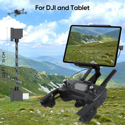 Micro USB to USB C Remote Controller Cable for DJI Mavic Mini, Mavic Pro/2 Pro/Zoom, Mavic Air, Spark, Mini SE Drone Accessories to Iphone 17/16/15, Galaxy, Ipad, Braided OTG Data Cable 0.5FT