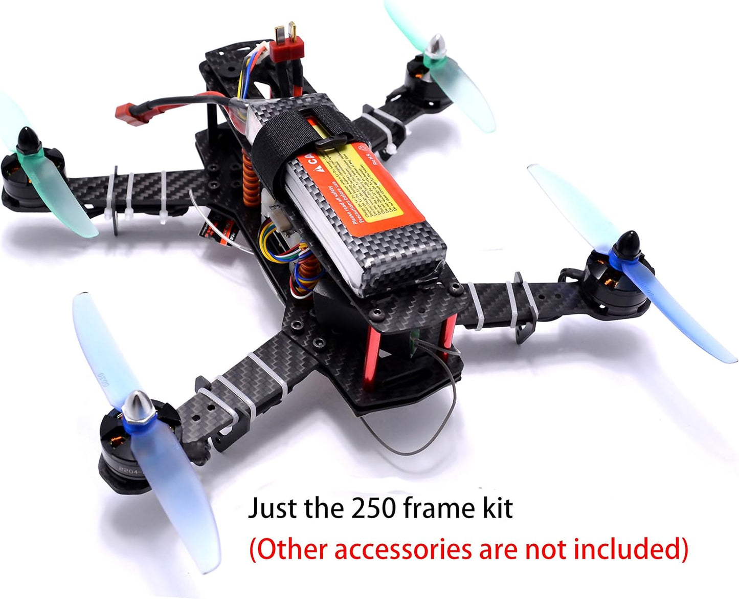 250Mm FPV Racing Drone Frame 5 Inch Carbon Fiber Quadcopter Frame Kit with 4Mm FPV Frame Arms+Lipo Battery Strap
