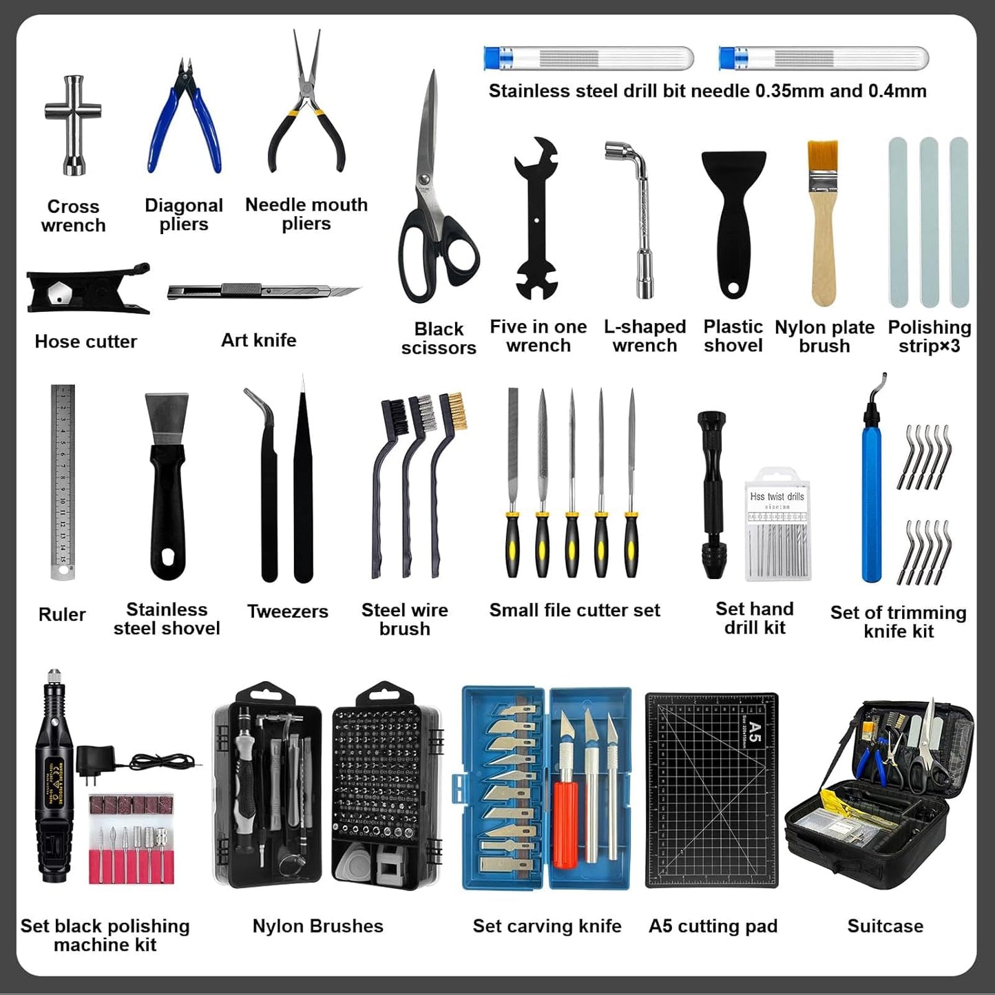 212Pcs 3D Printer Tool Kit with 3D Printer Accessories Bring Tool Box Includes Deburring Ideal for Disassembly Cleaning and Precision Machining Toolboxes