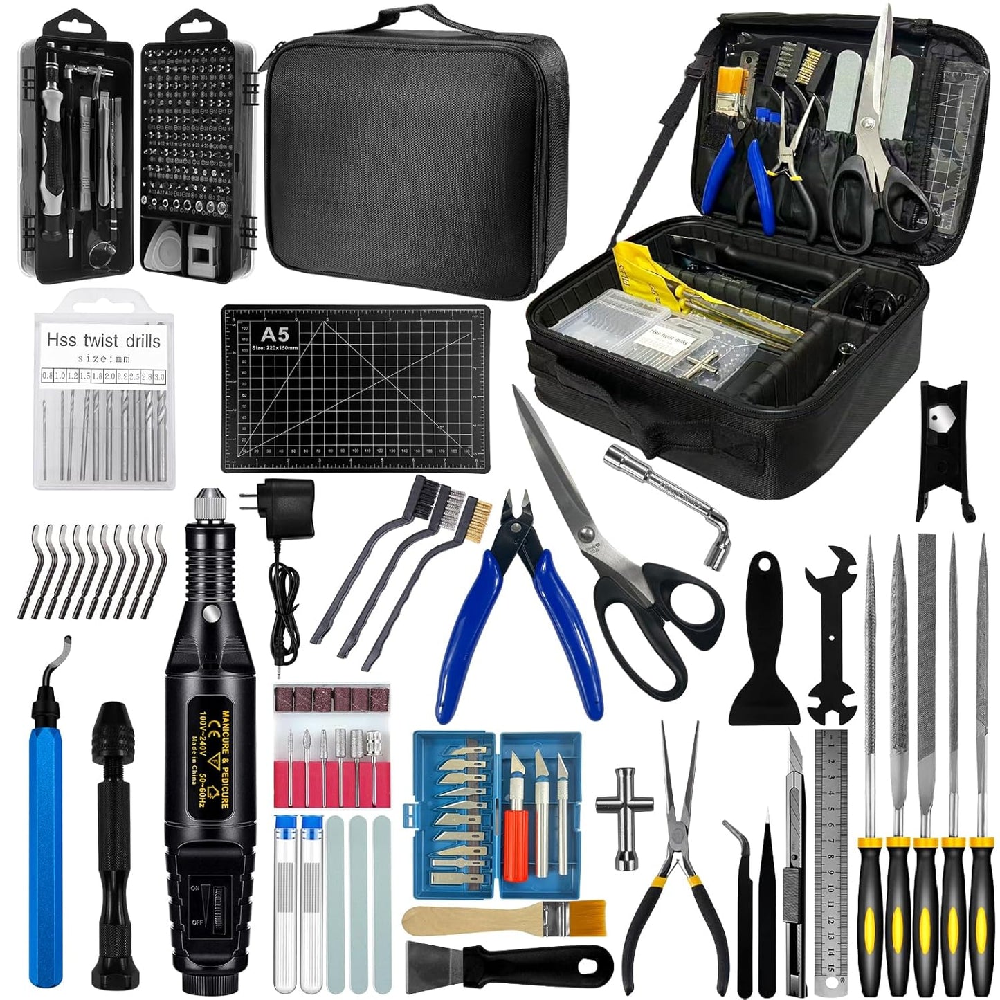 212Pcs 3D Printer Tool Kit with 3D Printer Accessories Bring Tool Box Includes Deburring Ideal for Disassembly Cleaning and Precision Machining Toolboxes