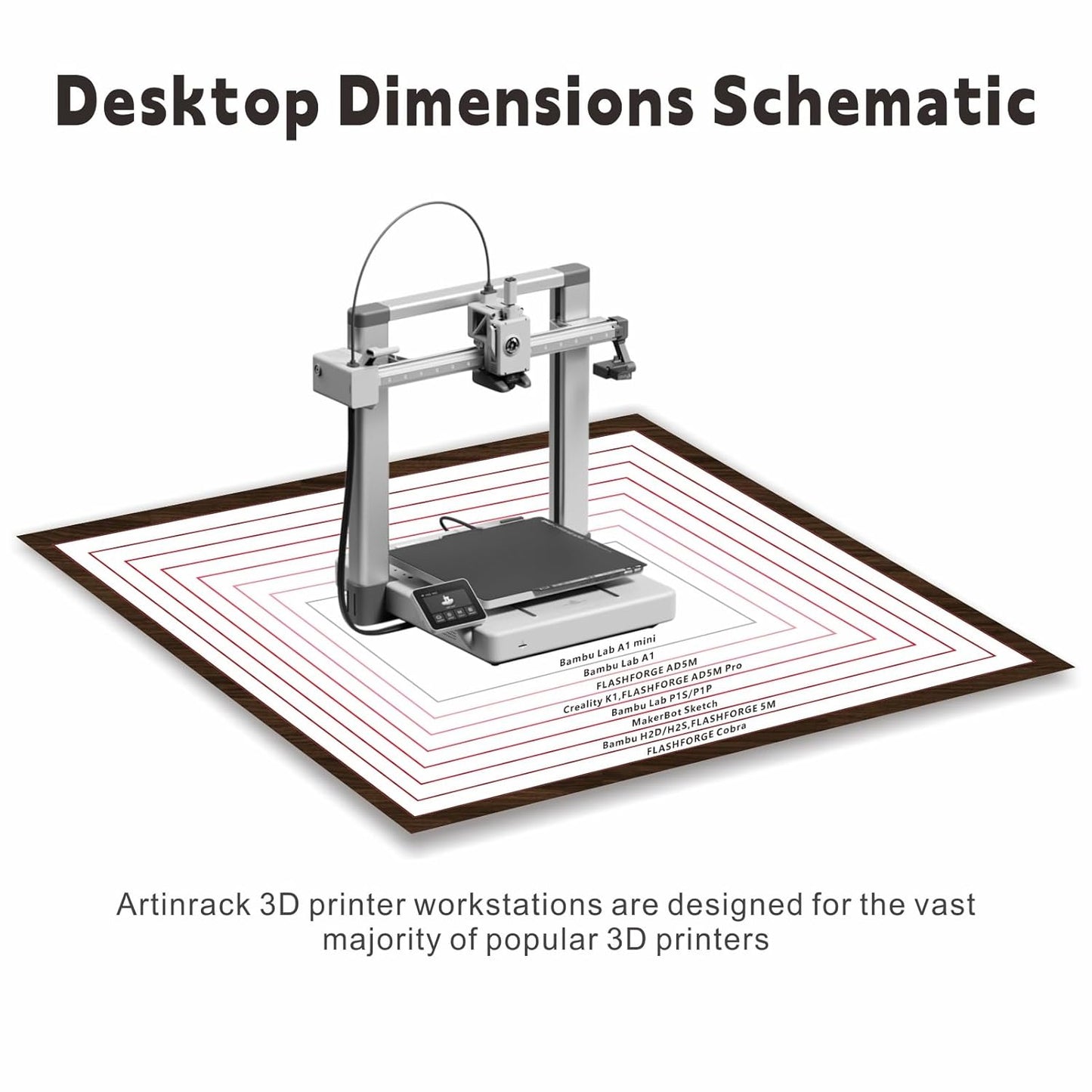 2025 Upgraded Dual 3D Printer Stand with Filament Storage Workstation, Extended Storage Mobile 3D Printer Table Workbench, AC/USB Power Hub for Studio Workshop