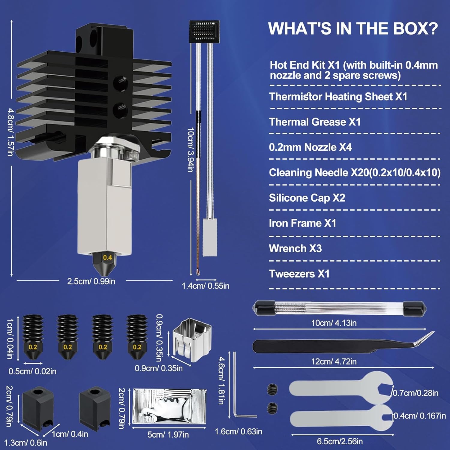 Hotend Kit for Bambu Lab P1P/P1S, 3D Printer Hot End Replacement with Hardened Steel Nozzle 0.2/0.4Mm, High Speed & Temperature Extruder Heating Block Hot End for Bambu Lab P1P/P1S 3D Printers