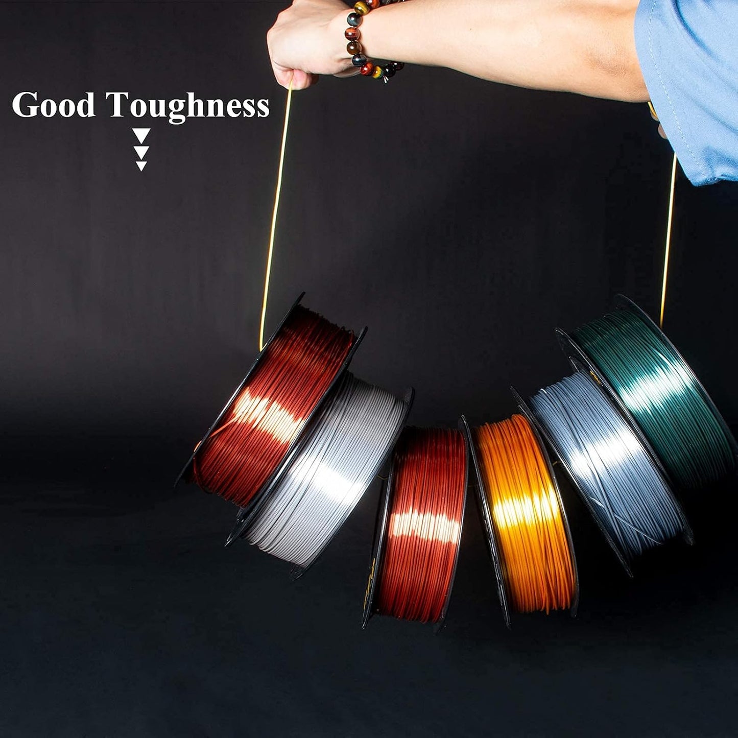 Silk Metallic Silver PLA 3D Printer Filament 1Kg Spool, 1.75Mm Dimensional Accuracy +/-0.03Mm, 1080 Feet per Roll, Vacuum Packaging