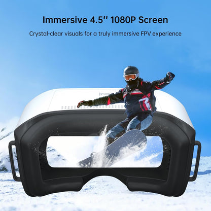 Walksnail Avatar HD FPV Goggles L – 1080P 4.5-Inch Screen, Head Tracking, Immersive Flight Experience, PPM Signal, Micro SD Slot, Lens Customization, Compatible with All Walksnail VTX Kits