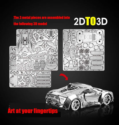 DIY 3D Car Metal Model Puzzle 3D Laser Cut Jigsaw Craft Kits 3D Metal Model Kit for Adults Birthday Gift Collection Brain Teaser Puzzles