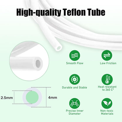 5M PTFE Tube for 1.75Mm Filament - 2.5Mm ID X 4Mm OD Bowden Tubing Compatible with Bambu Lab A1/P1/X1, Creality Ender 3/V3/K1, Prusa | Includes Free PTFE Tubing Cutter,White