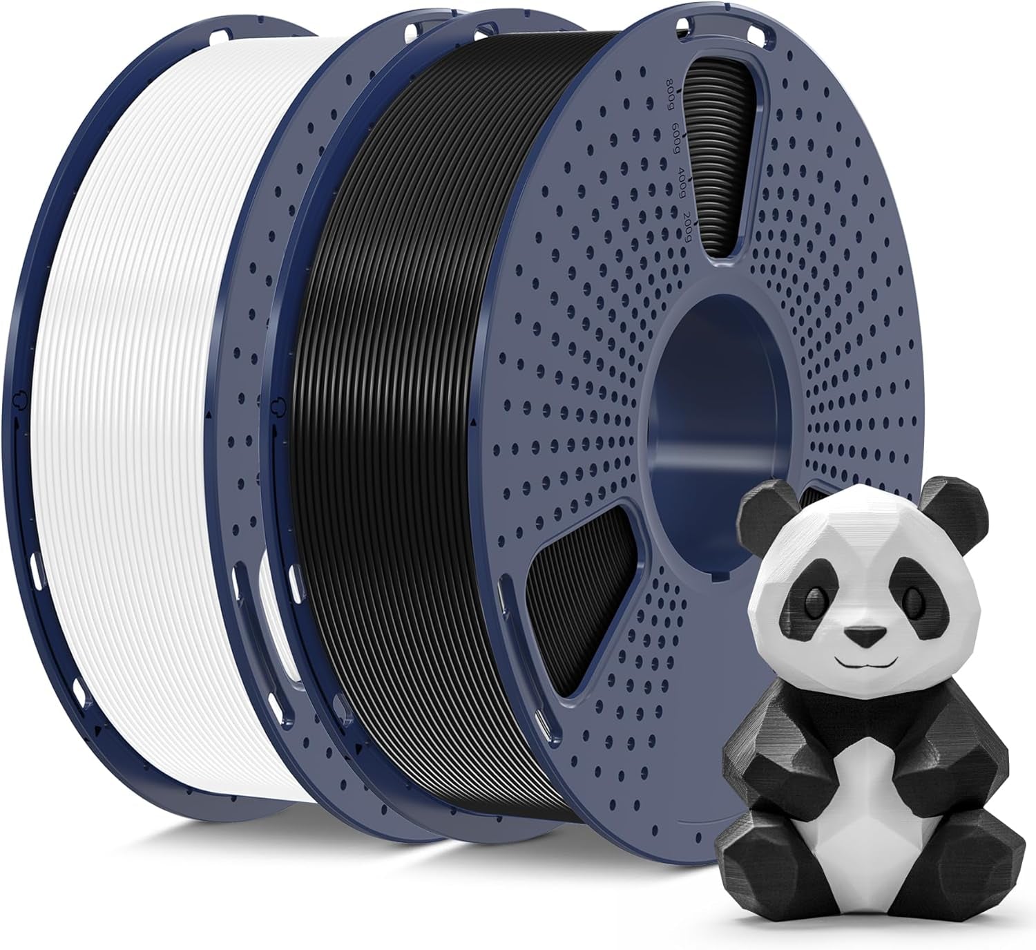 3D Printer Filament PLA plus 1.75Mm 2KG,  Neatly Wound PLA Filament 1.75Mm PRO, PLA+ Filament for Most FDM 3D Printer, Dimensional Accuracy +/- 0.02 Mm, 1 Kg Spool, 2 Packs, Black+White