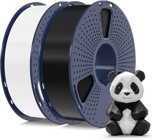 3D Printer Filament PLA plus 1.75Mm 2KG,  Neatly Wound PLA Filament 1.75Mm PRO, PLA+ Filament for Most FDM 3D Printer, Dimensional Accuracy +/- 0.02 Mm, 1 Kg Spool, 2 Packs, Black+White