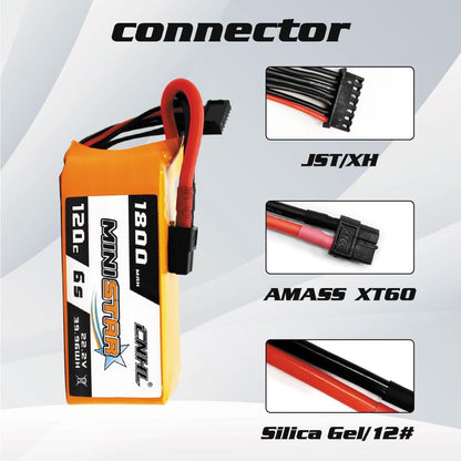1800Mah 6S Lipo Battery 22.2V 120C with XT60 Plug for Racing RC Airplane,Boat,Heli Airplane,Drone FPV (2 Packs)