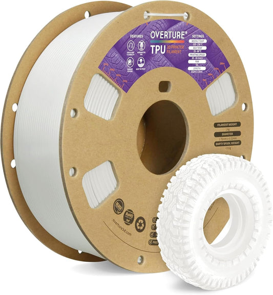 TPU Filament 1.75Mm Flexible Roll, 95A Soft 3D Printer Filament, 1Kg Spool (2.2 Lbs), Fit Most FDM Printer (TPU White)