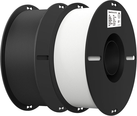 2Kg Black & White PLA 1.75Mm Filament Bundle for 3D Printing with No-Tangling Strong Bonding and Overhang Performance, Accuracy +/- 0.02Mm