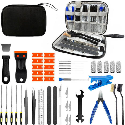 50Pcs 3D Printer Tool Kit & Accessories – Nozzle Cleaning Tools, Scrapers, Files, Wire Cutter, Craft Knife, Tube Cutter, Wrench & Tweezers – Complete Starter Kit with Tool Bag for Cleaning & Finishing