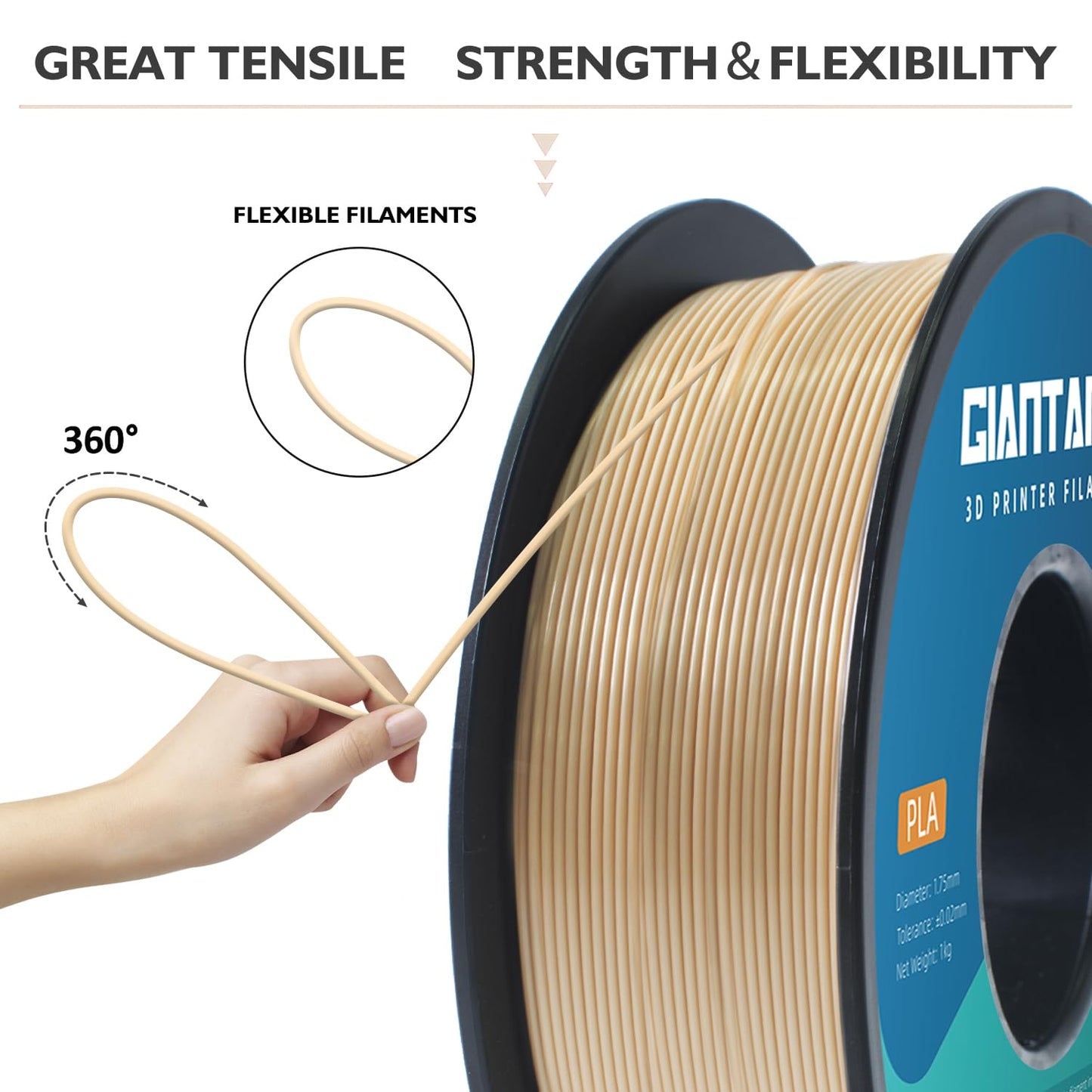 3D Printer Filament, Bone White Pla Filament, 1Kg(2.2Lbs) Spool, 1.75Mm Dimension Accuracy +/- 0.03Mm, 3D Printing Filament