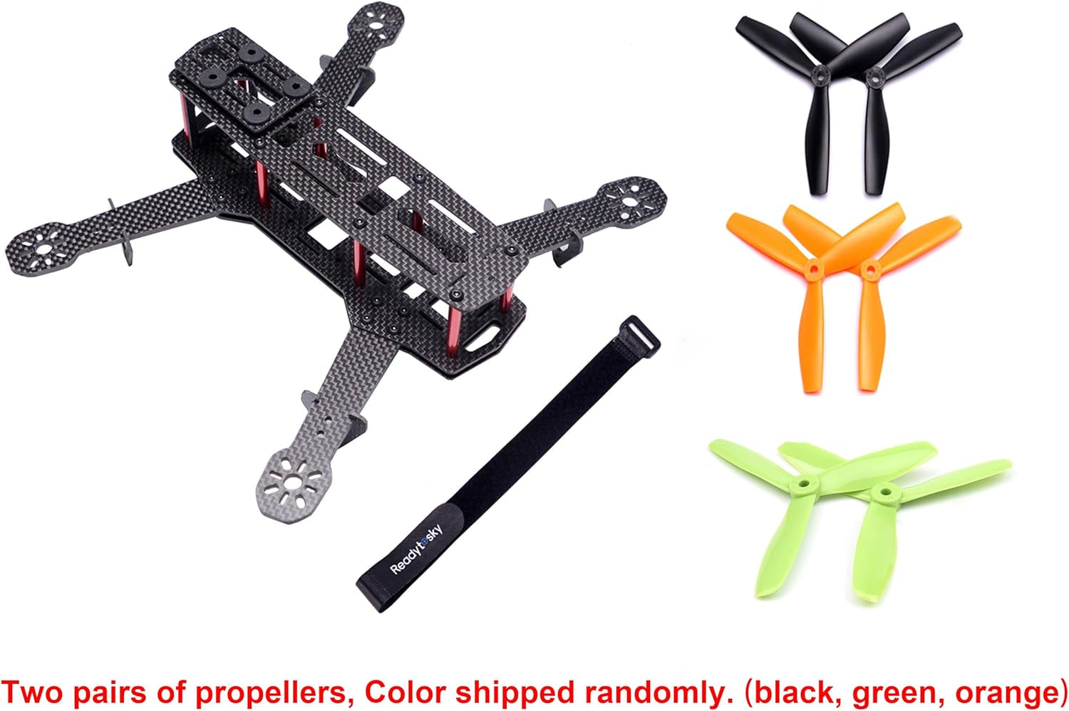 250Mm FPV Racing Drone Frame 5 Inch Carbon Fiber Quadcopter Frame Kit with 4Mm FPV Frame Arms+Lipo Battery Strap