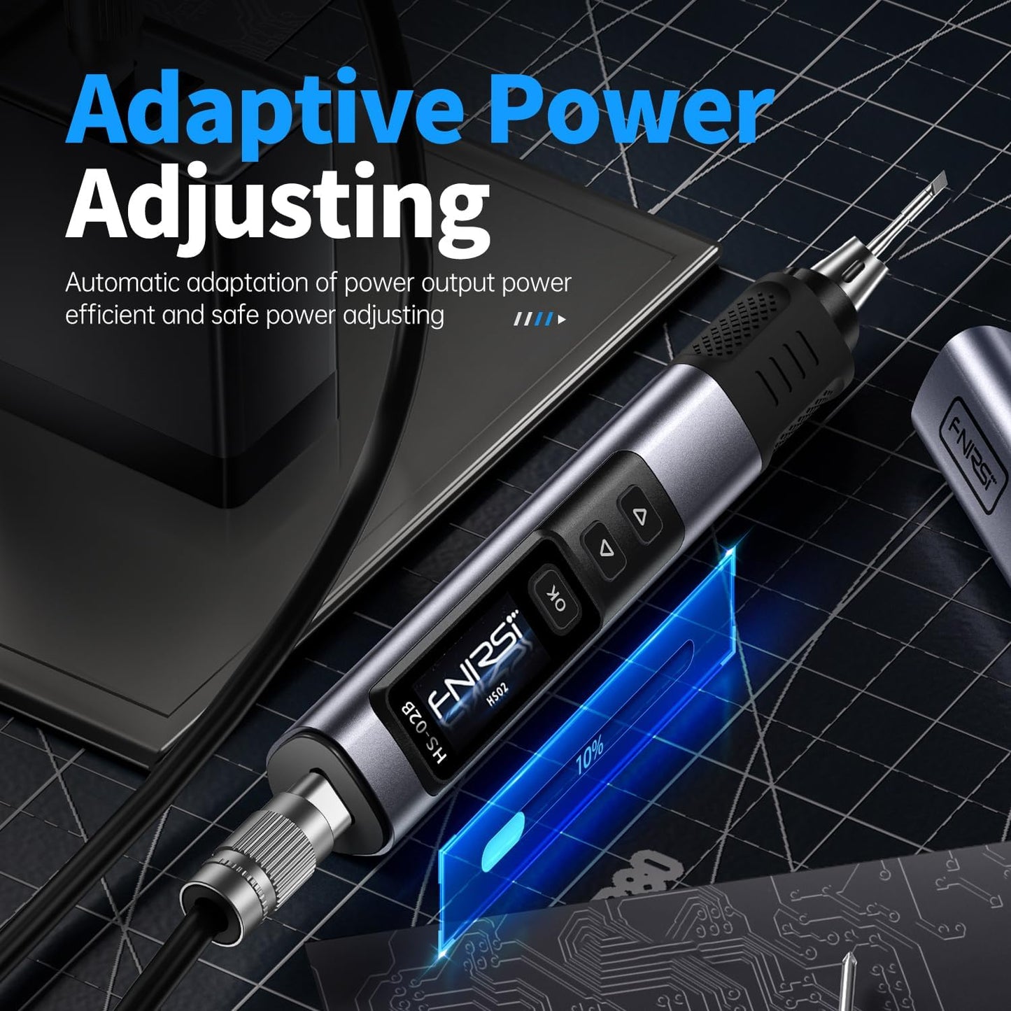 HS-02A 100W Portable Corded Soldering Iron Kit with Storage Case, 3S Fast Heating, 212-842℉, Pre-Set 3 Groups Temperature, 6 F245 Soldering Tips, Smart Soldering Iron Pen for Electronics Repair