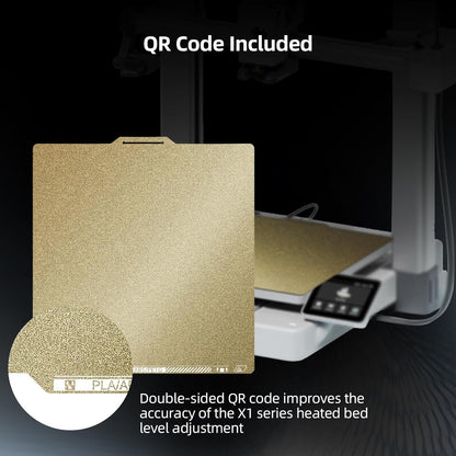 P1S PEI Sheet with QR Code for Bambu Lab P1P P1S A1 X1 X1C X1E,258X258Mm,Dual-Sided PEI Build Plate PLA PETG ABS Spring Steel Plate for Bambu Lab 3D Printer