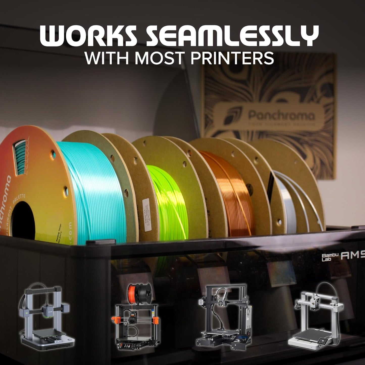 Panchroma PLA Black 3D Printer Filament, 1.75Mm, 1Kg Spool, Easy to Print, High Speed Printing, Tangle Free, AMS Compatible, Perfect for Toys, Decor, Miniatures, Models & Cosplay