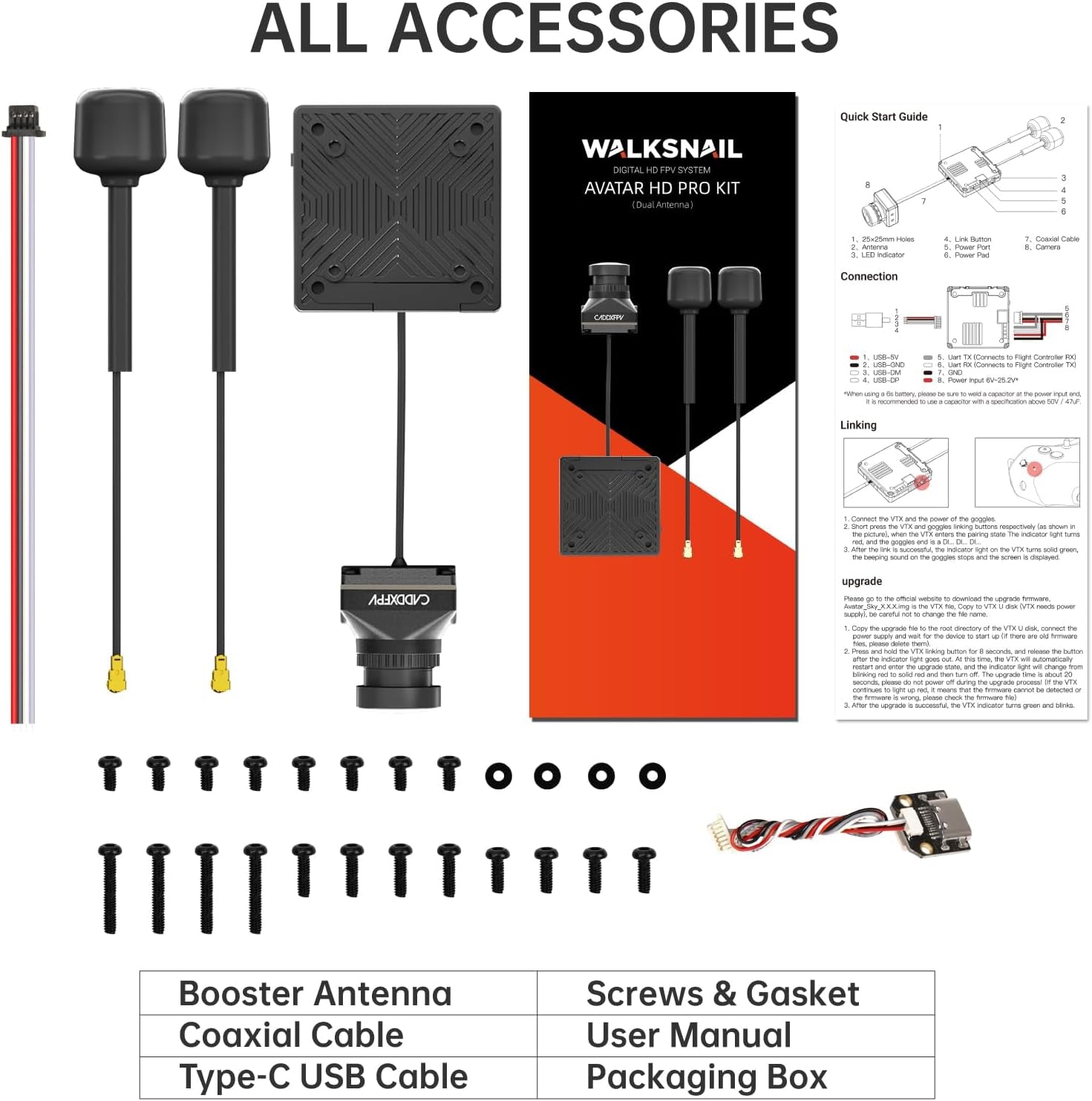 Walksnail Avatar Pro Kit – Air Unit Pro for FPV Drone with Excellent Night Vision, Gyroflow Support, Digital Transmission System,Dual Antennas, 22Ms Low Latency, 4Km Max Range, 160° FOV, 1080P/60Fps H.265 Video Recording, 1/1.8-Inch Starvis II