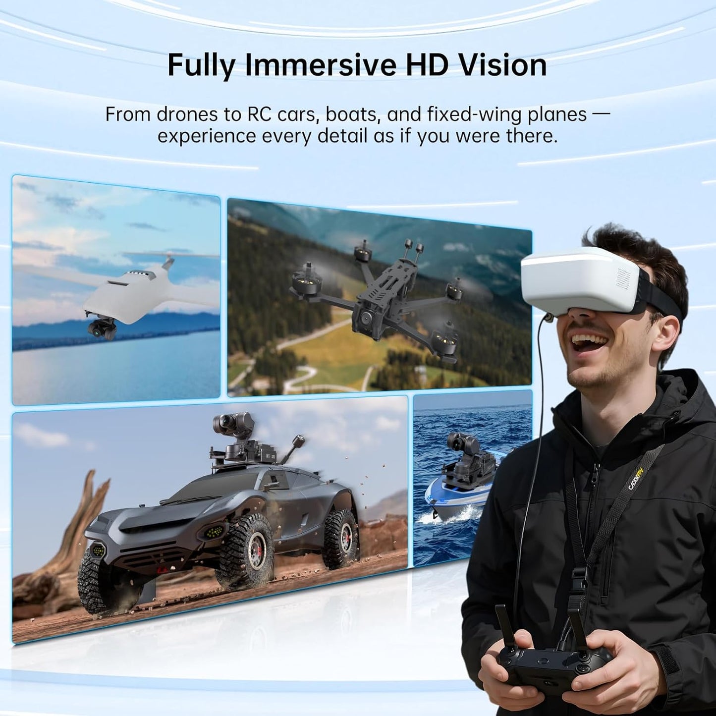 Walksnail Avatar HD FPV Goggles L – 1080P 4.5-Inch Screen, Head Tracking, Immersive Flight Experience, PPM Signal, Micro SD Slot, Lens Customization, Compatible with All Walksnail VTX Kits