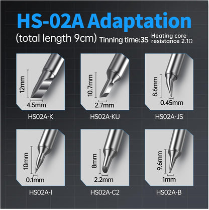 HS-02A 100W Portable Corded Soldering Iron Kit with Storage Case, 3S Fast Heating, 212-842℉, Pre-Set 3 Groups Temperature, 6 F245 Soldering Tips, Smart Soldering Iron Pen for Electronics Repair