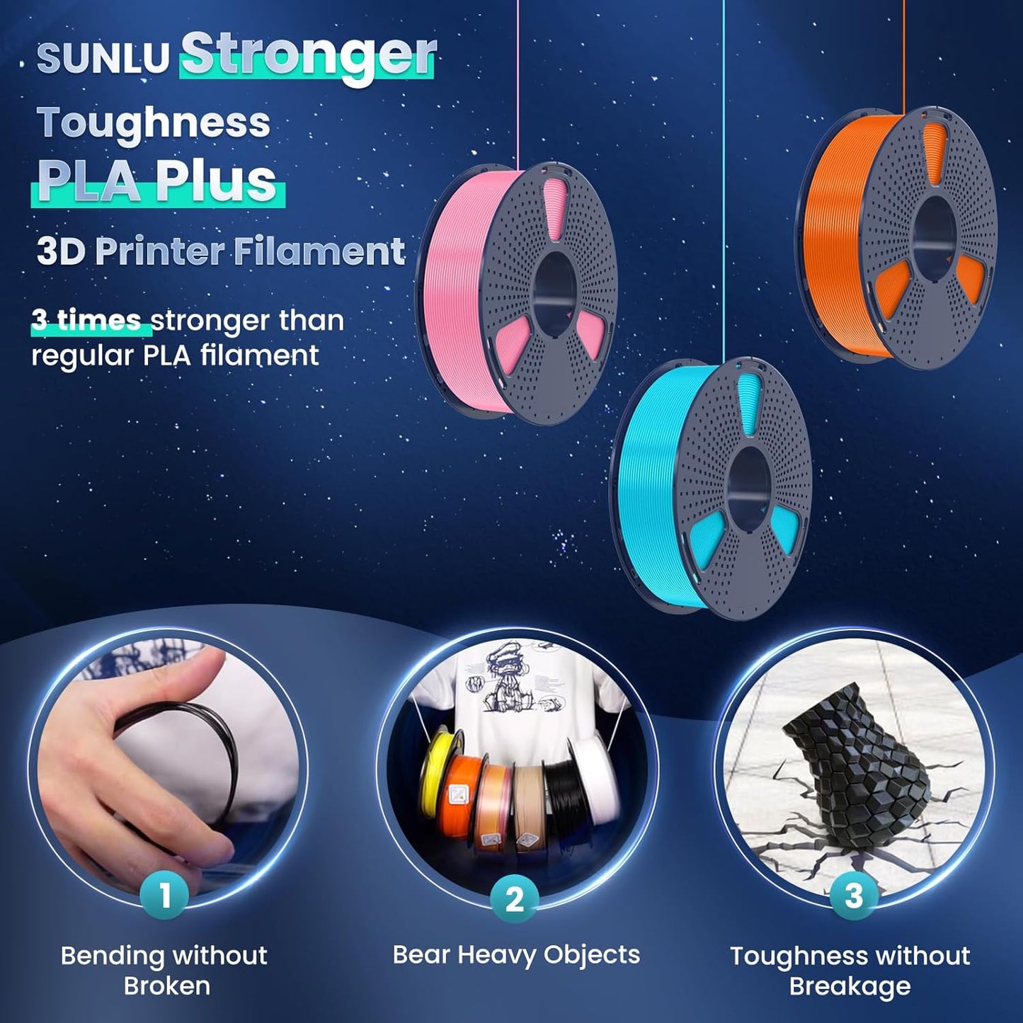 3D Printer Filament PLA plus 1.75Mm 2KG,  Neatly Wound PLA Filament 1.75Mm PRO, PLA+ Filament for Most FDM 3D Printer, Dimensional Accuracy +/- 0.02 Mm, 1 Kg Spool, 2 Packs, Black+White