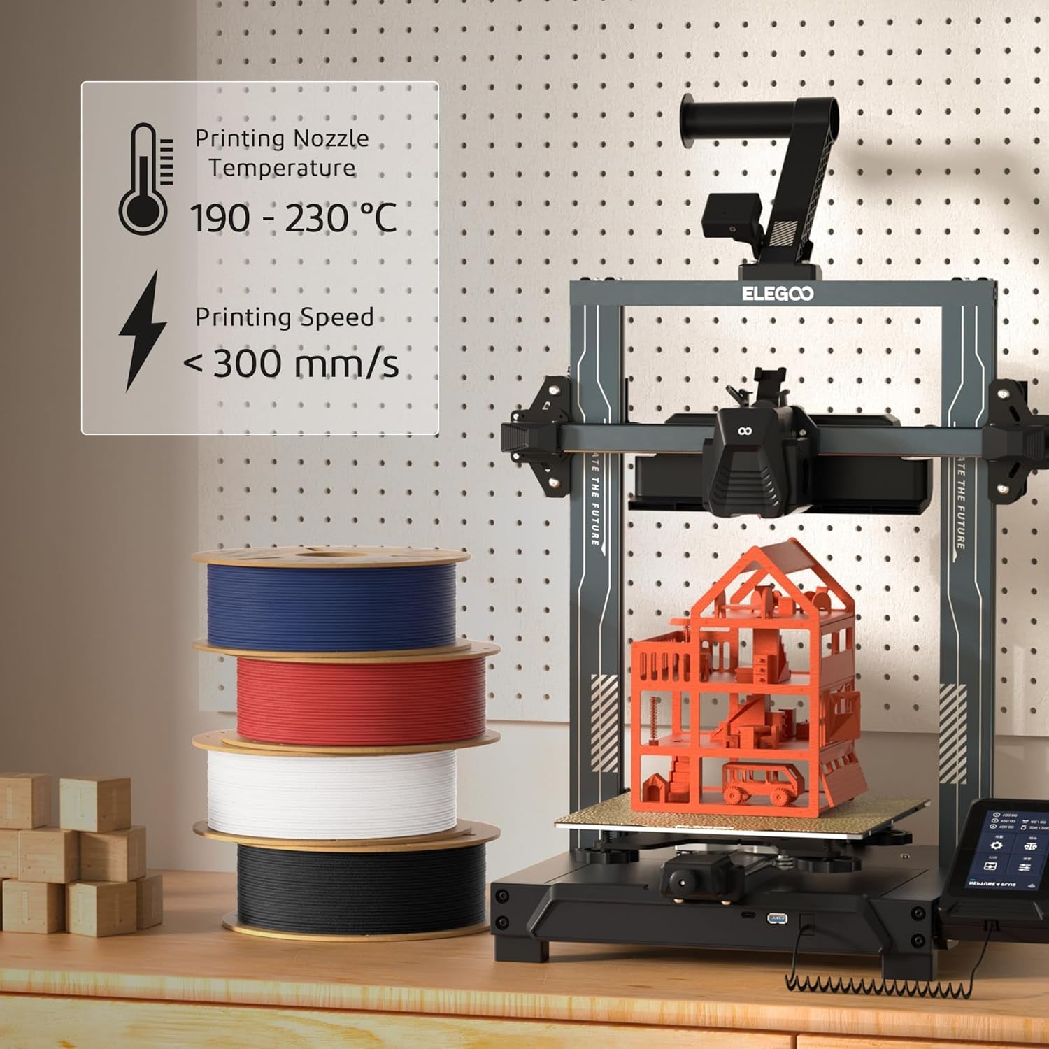 Matte PLA Filament Bundle 4KG, 1.75Mm 3D Printer Filament Dimensional Accuracy +/- 0.02Mm, 1Kg Carboard Spool (2.2Lbs) Fits for Most FDM 3D Printers(Black, White, Navy Blue, Ruby Red)