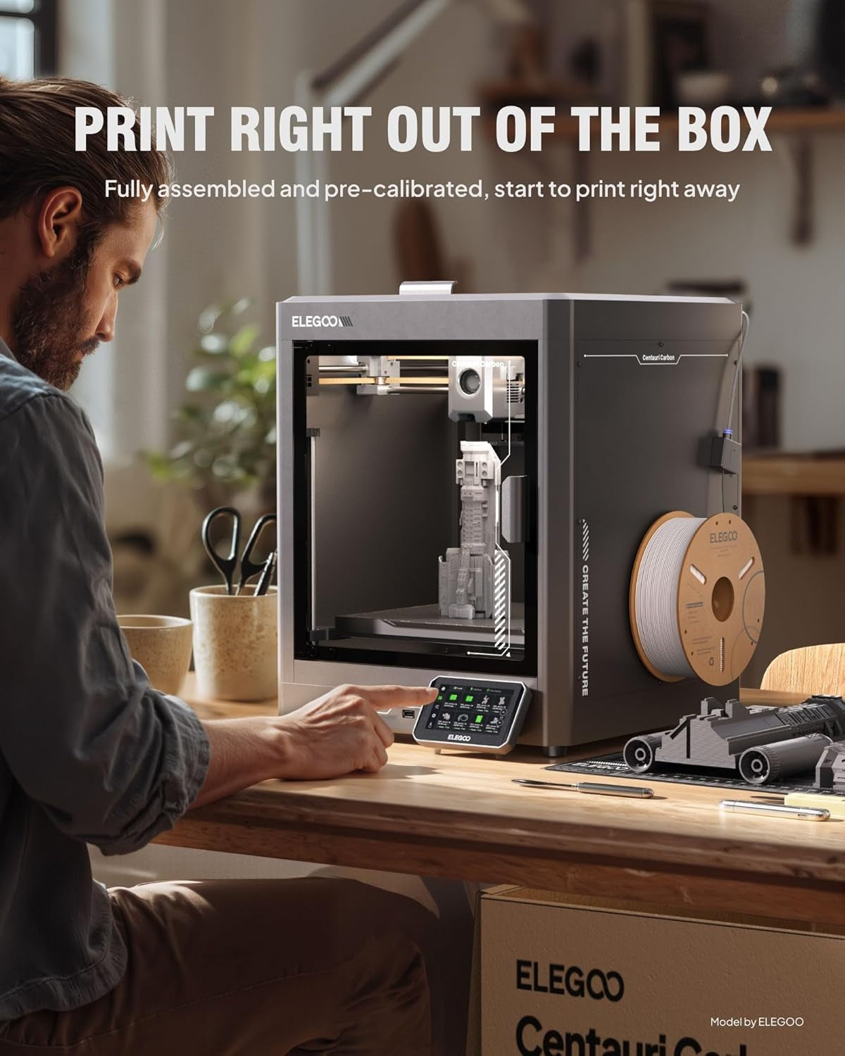 Centauri Carbon 3D Printer, Corexy 500Mm/S High Speed Printing with Auto Calibration, 320°C Nozzle and Built-In Camera, Ready to Print Out of the Box, 256X256X256Mm Printing Size