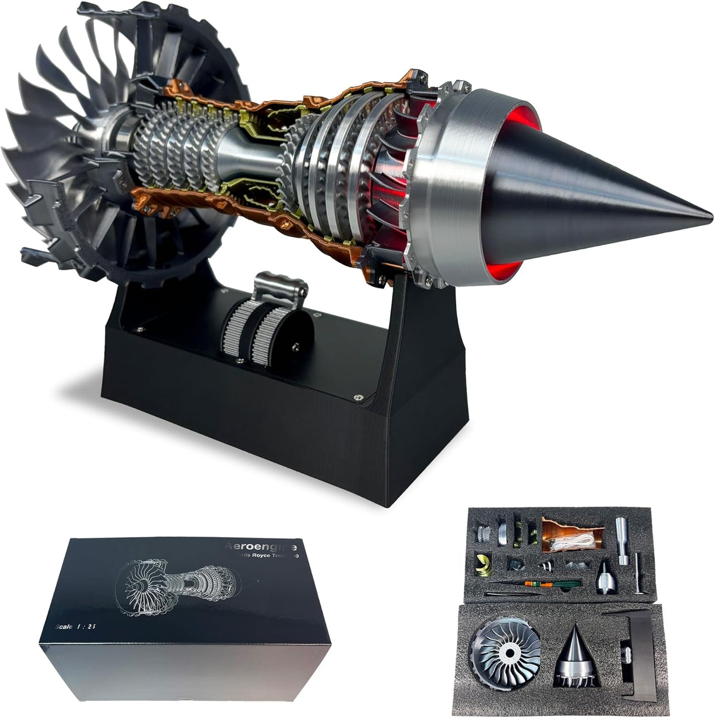 Jet Engine Model Kit, TR900 Turbofan Aircraft Engine Model 3D Printing Toy for Teen(Assembly Version)