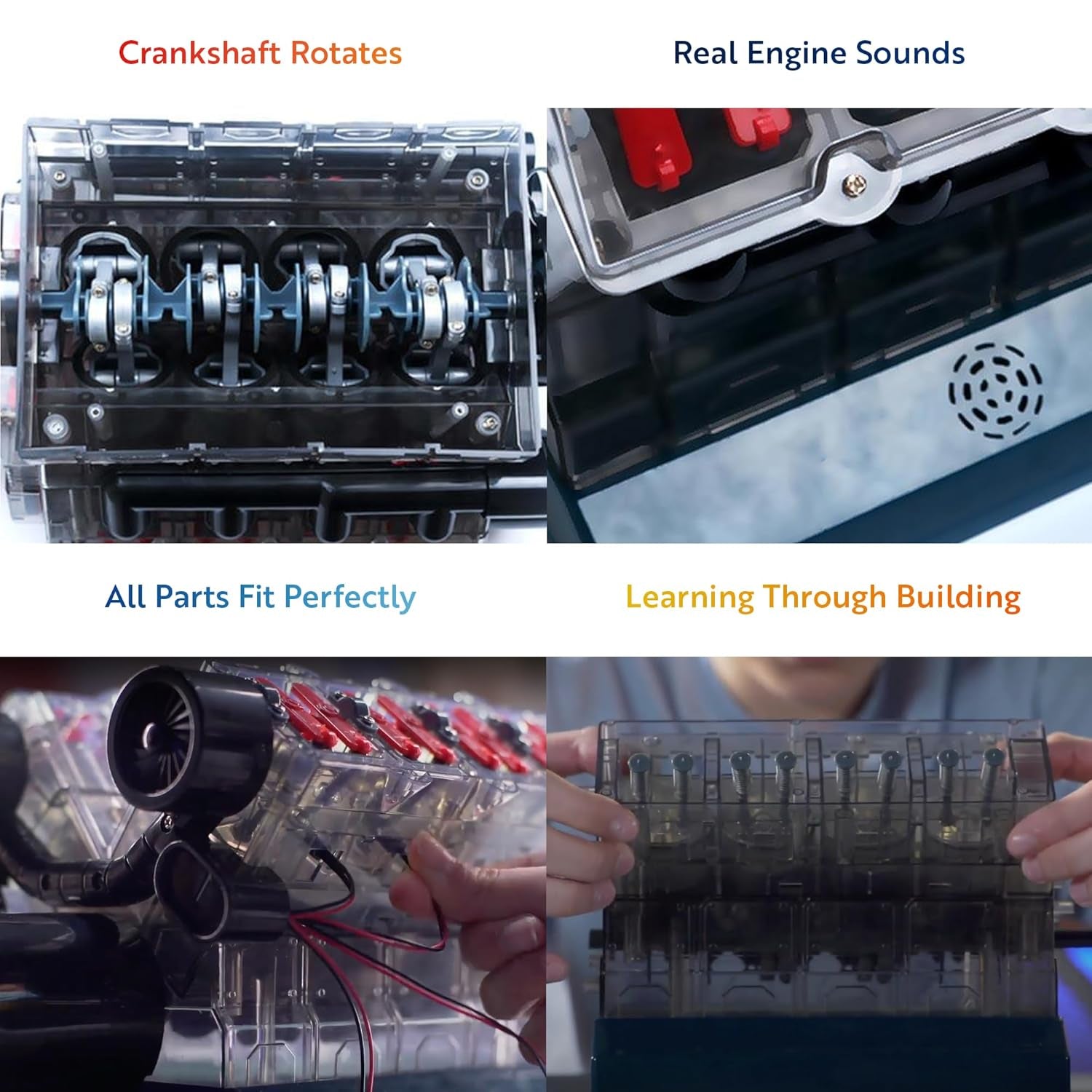 V8 Combustion Engine Model Kit That Runs - Build Your Own STEM Mini V8 Model Engine Kit for Adults & Kids Age 12+, Visible V8 Mini Engine Kit That Works for Adult W/ 270 STEM Parts