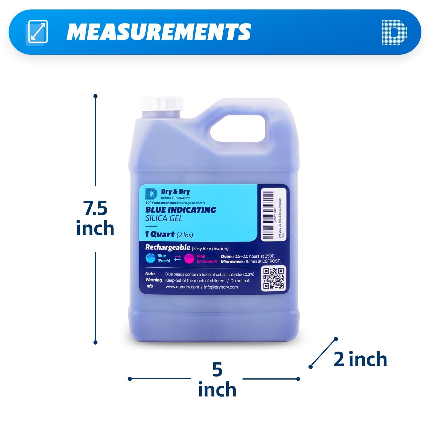 [2 LBS] Blue Indicating Silica Gel Beads Desiccants (Industry Standard 3-5 Mm) - Reusable Desiccant Beads Silica Beads(Blue to Pink)