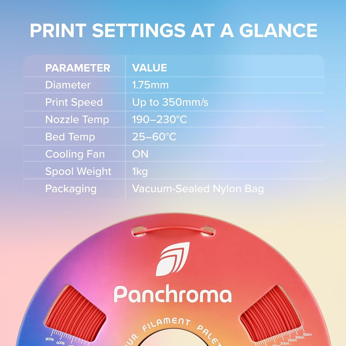 Panchroma PLA Black 3D Printer Filament, 1.75Mm, 1Kg Spool, Easy to Print, High Speed Printing, Tangle Free, AMS Compatible, Perfect for Toys, Decor, Miniatures, Models & Cosplay
