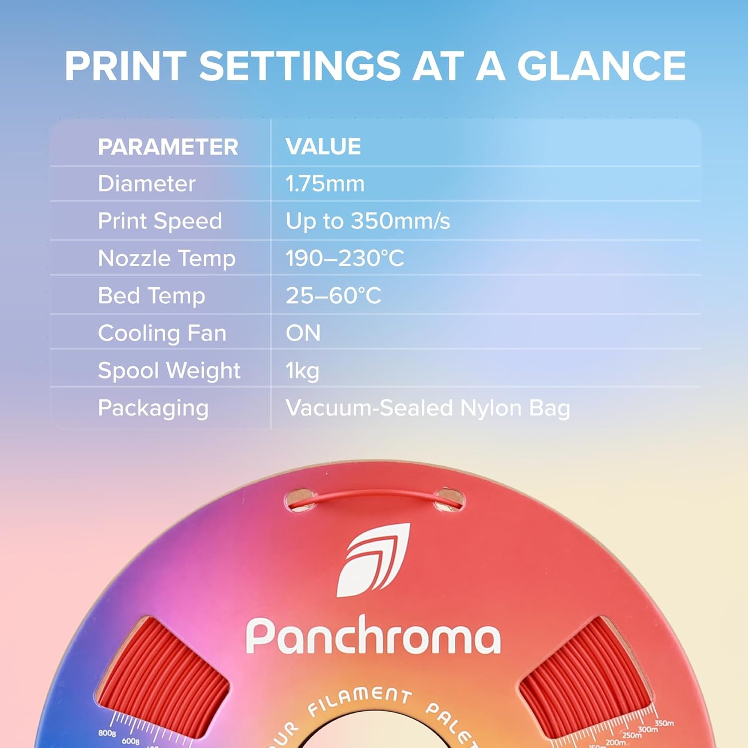 Panchroma PLA Black 3D Printer Filament, 1.75Mm, 1Kg Spool, Easy to Print, High Speed Printing, Tangle Free, AMS Compatible, Perfect for Toys, Decor, Miniatures, Models & Cosplay