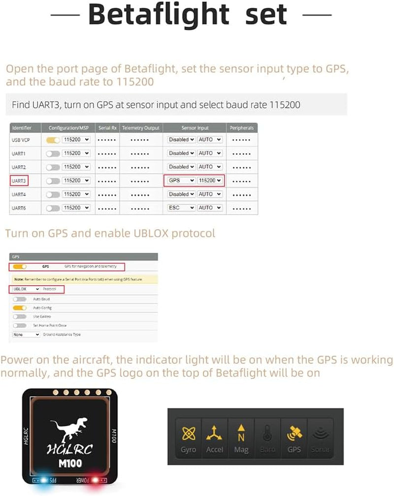 M100-5883 Compass Module, Upgraded 10Th Generation Chip Compatible with FPV Fixed-Wing UAV