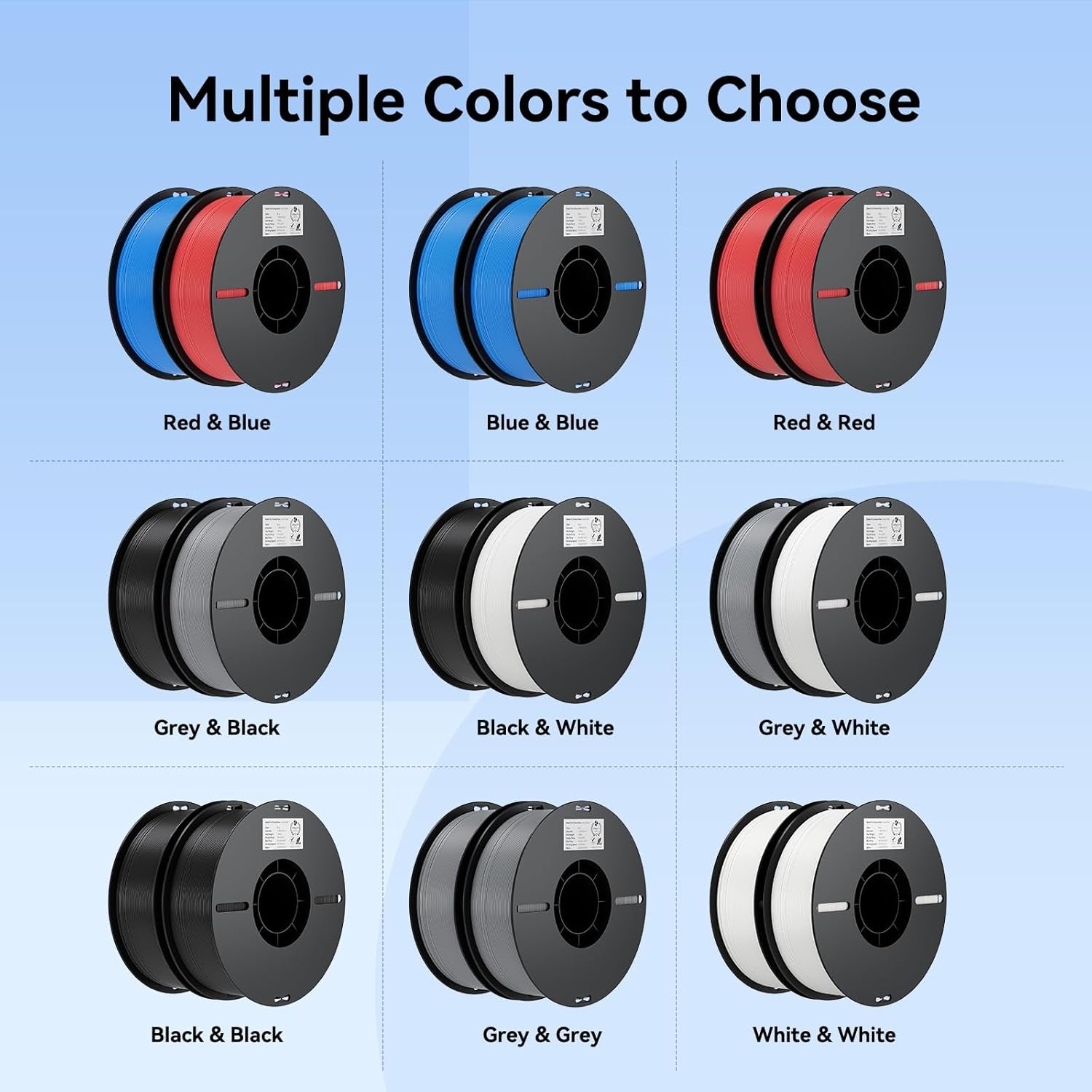 2Kg Black & White PLA 1.75Mm Filament Bundle for 3D Printing with No-Tangling Strong Bonding and Overhang Performance, Accuracy +/- 0.02Mm